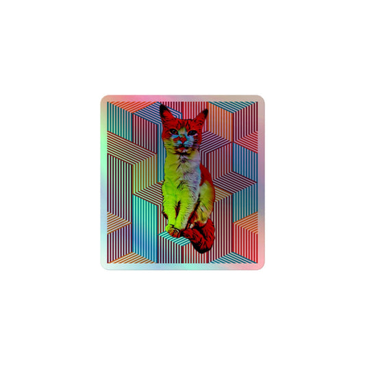 Flamin' Hot Kitty Holographic Sticker - Psychedelic Purr