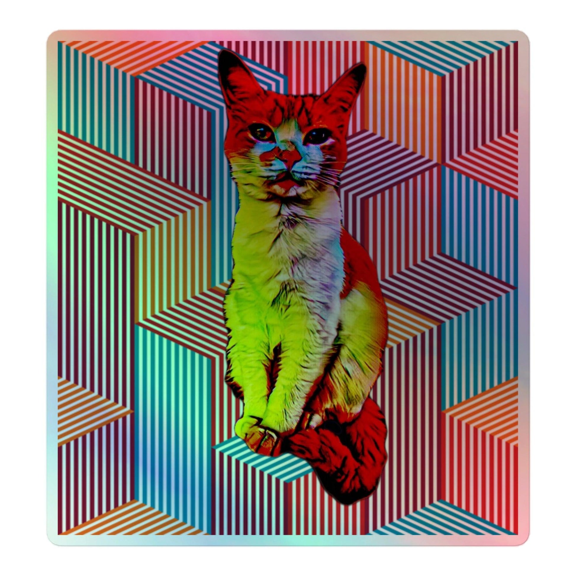 Flamin' Hot Kitty Holographic Sticker - Psychedelic Purr